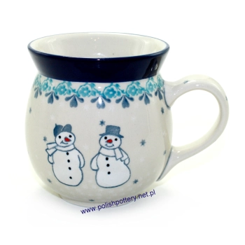 Kubek czeski beczułka 0,5L dek. Bałwanki